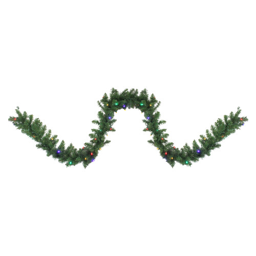 Pre-Lit Northern Pine Artificial Christmas Garland - 9' x 10" - Multicolor LED Lights
