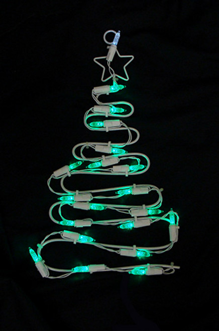LED Lighted Christmas Tree Window Silhouette Decoration - 12.5" - Green Lights