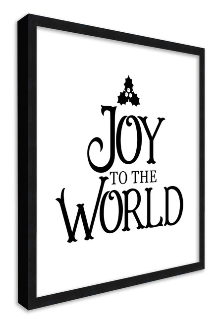 Joy to the World 15.5" x 15.5" Framed Christmas Wall Decor Art Print Sign Poster in a Black Wooden Frame with UV Acrylic and Hangers