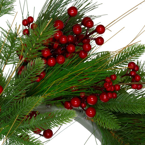 Real Touch?? Mixed Pine and Berry Artificial Christmas Wreath - 24" - Unlit