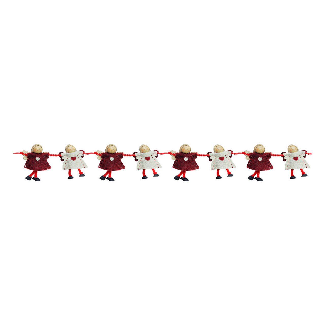4" x 26" Red and Beige Angel Dolls Christmas Garland - Unlit