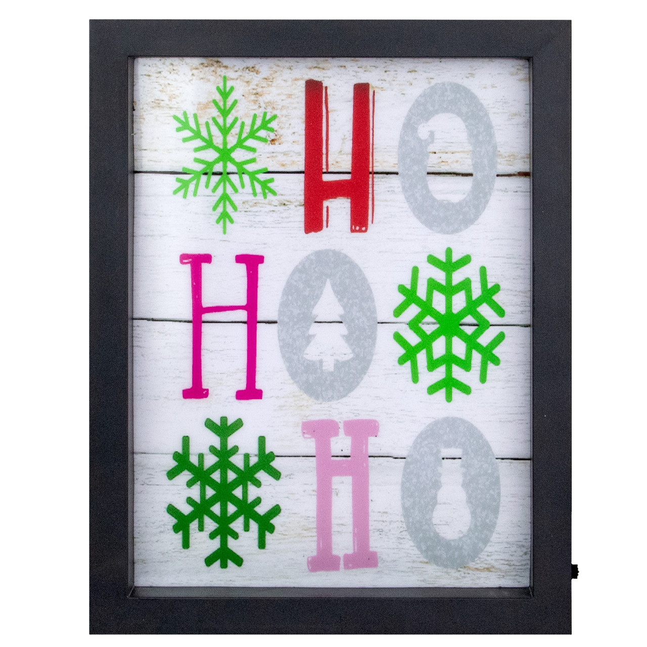 LED Lighted "HO, HO, HO" with Snowflakes Framed Christmas Wall Art - 9"