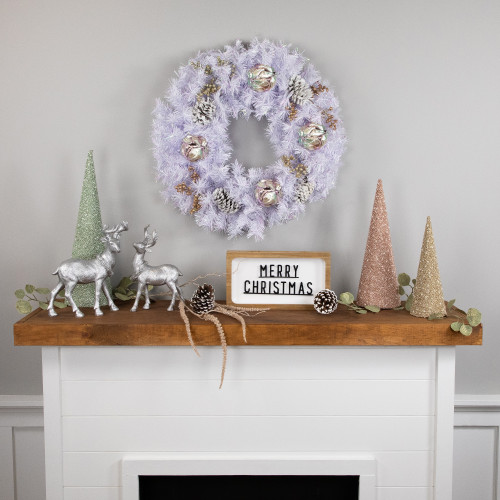 Icy White Iridescent Spruce Artificial Christmas Wreath, 24-Inch, Unlit