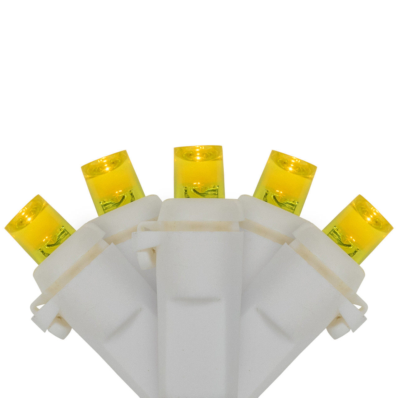 LED Wide Angle Christmas Lights - Yellow - 33' White Wire - 100 ct