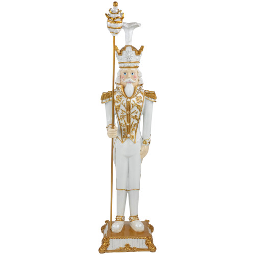 Christmas Nutcracker Soldier with Scepter - 25.75" - White and Gold