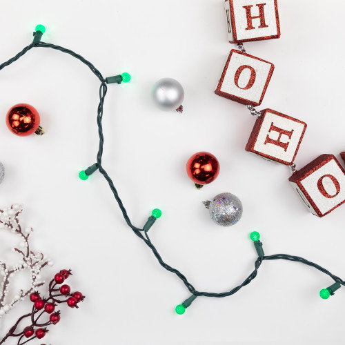 LED G12 Berry Christmas Lights - Green - 16' Green Wire - 50 ct