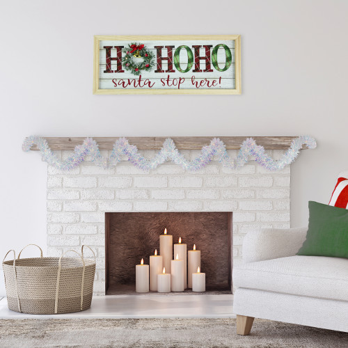 9.25' LED Lighted Iridescent Tinsel Christmas Garland, Warm White Lights