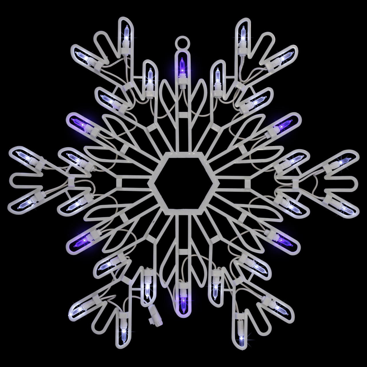 LED Lighted Snowflake Window Silhouette Christmas Decoration - 16" - Pure White and Blue