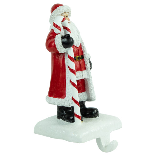7" Santa Claus with Candy Cane Christmas Stocking Holder