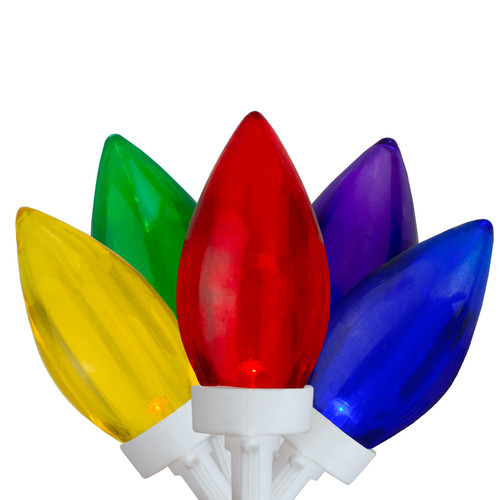 25 Count Multi-Color LED C9 Christmas Lights, 16 ft White Wire