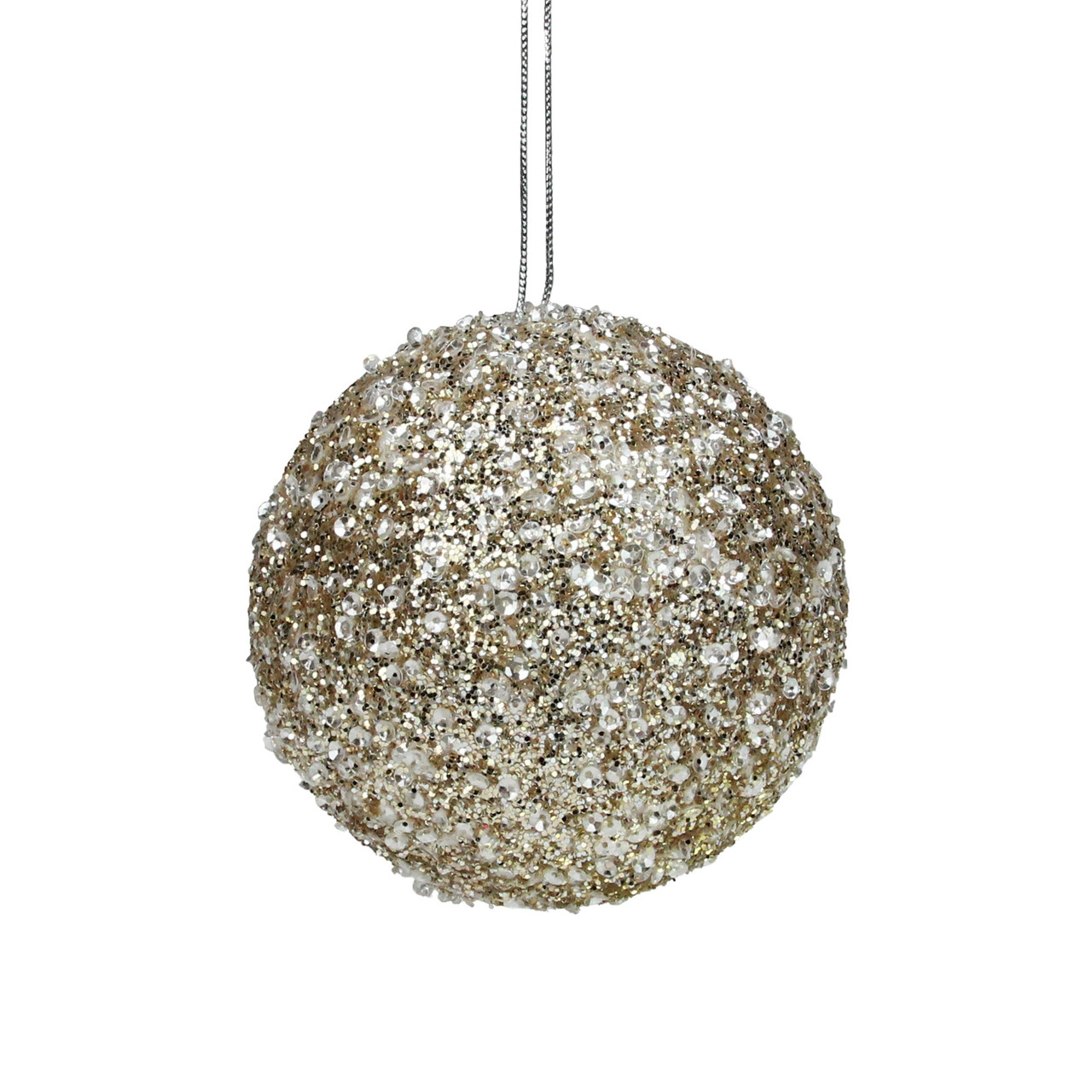 5" Gold and Silver Sequin Ball Christmas Ornament