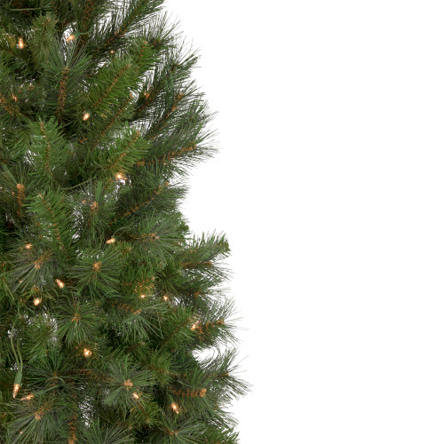 6.5' Pre-Lit Medium Beaver Pine Artificial Christmas Wall Tree, Clear Lights