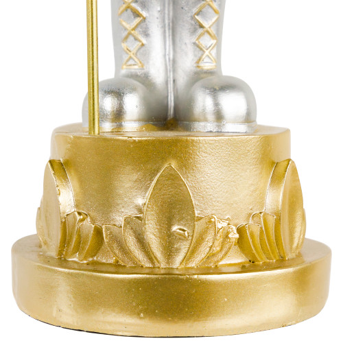 13.5" Silver Metallic Christmas Nutcracker with Staff