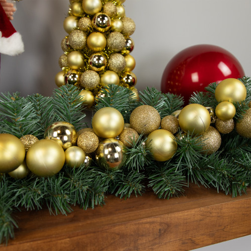 6' Shatterproof Ball Vegas Gold 3-Finish Christmas Garland