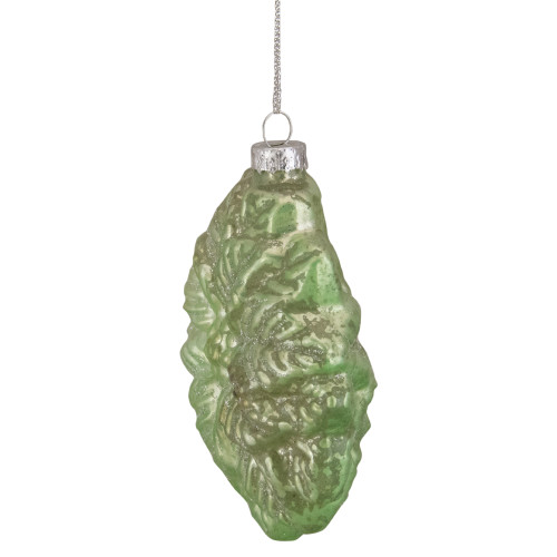 3.75" Green Glittered Poinsettia Flower Glass Christmas Ornament