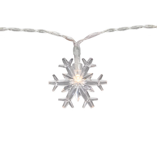 10-Count LED Snowflake Christmas Fairy Lights, 4.25ft, Copper Wire
