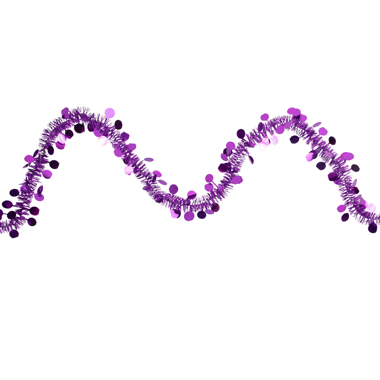 Tinsel and Polka Dot Commercial Christmas Garland - 50' x 1.5" - Purple - Unlit