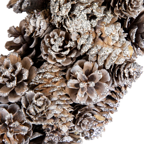 Frosted Assorted Pinecone Decorative Christmas Wreath, 13.5-Inch, Unlit