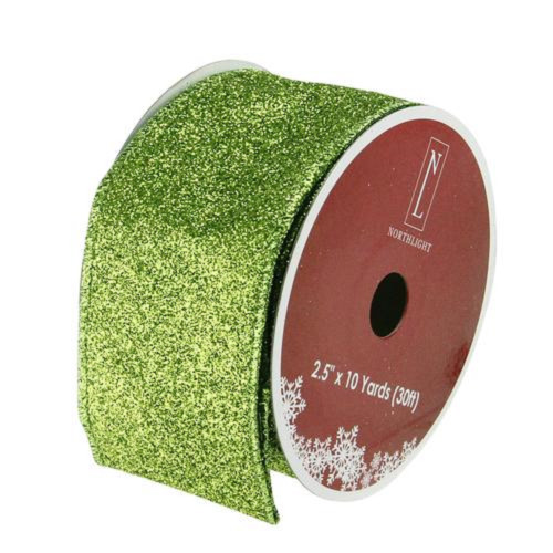 Shimmering Lime Green Solid Wired Christmas Craft Ribbon - 2.5" x 10 Yards