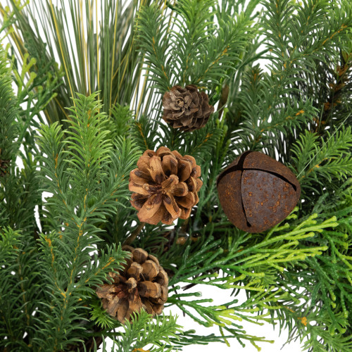 Real Touch?? Pinecones and Jingle Bells Artificial Christmas Wreath - 26" - Unlit