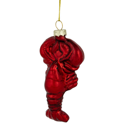 3.5" Shiny Red Lobster Glass Christmas Hanging Ornament