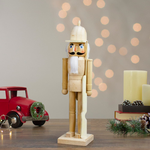 15" Unfinished Paintable Wooden Christmas Nutcracker with Rifle