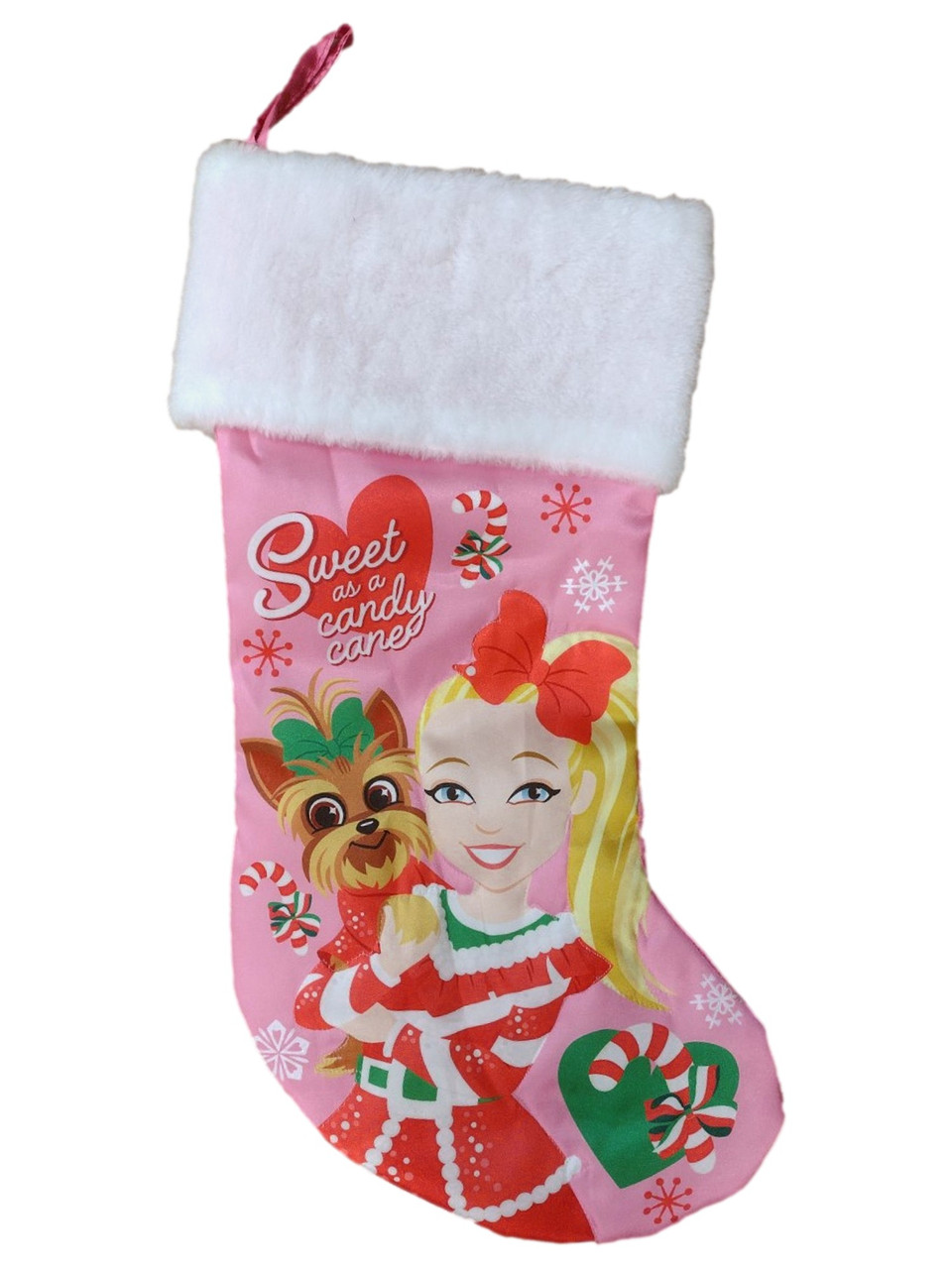 Jojo Siwa Pink Satin Sweet as a Candy Cane Holiday Christmas Stocking