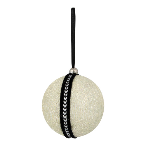 Sequin and Glitter Christmas Ball Ornaments with Ribbon - 2.75" - Black - Set of 4