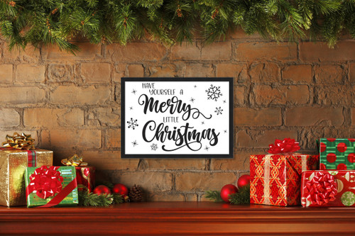Have Yourself a Merry Little Christmas 14.5" x 19.5" Framed Christmas Wall Decor  Sign Poster in a Black Wooden Frame with UV Acrylic and Hangers