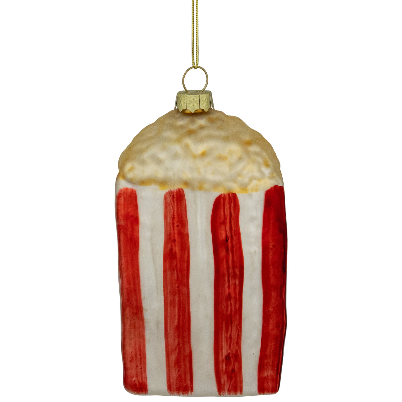 4.5" Red and White Popcorn Glass Christmas Ornament