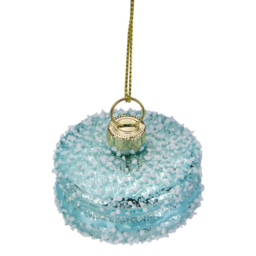 2" Blue Macaroon with Sugar Glass Christmas Ornament