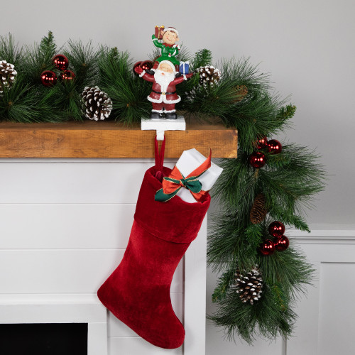 8.75" Santa and Elf Christmas Stocking Holder
