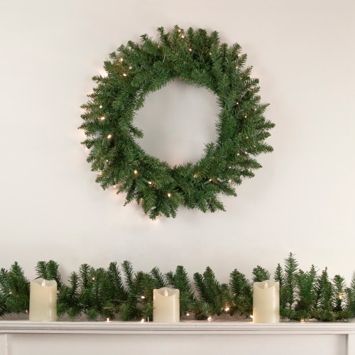 Pre-Lit Winona Fir Artificial Christmas Wreath, 24-Inch, Warm White LED Lights