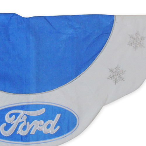 45.5" Blue and White Ford Scalloped Christmas Tree Skirt