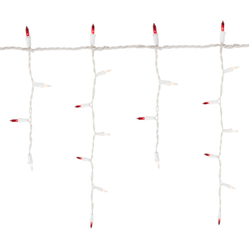 100ct Red and Clear Mini Icicle Christmas Lights- 5.75ft, White Wire