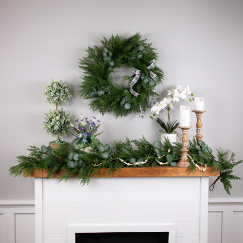 Real Touch?? Mixed Pine and Eucalyptus Artificial Christmas Wreath  - 24" - Unlit