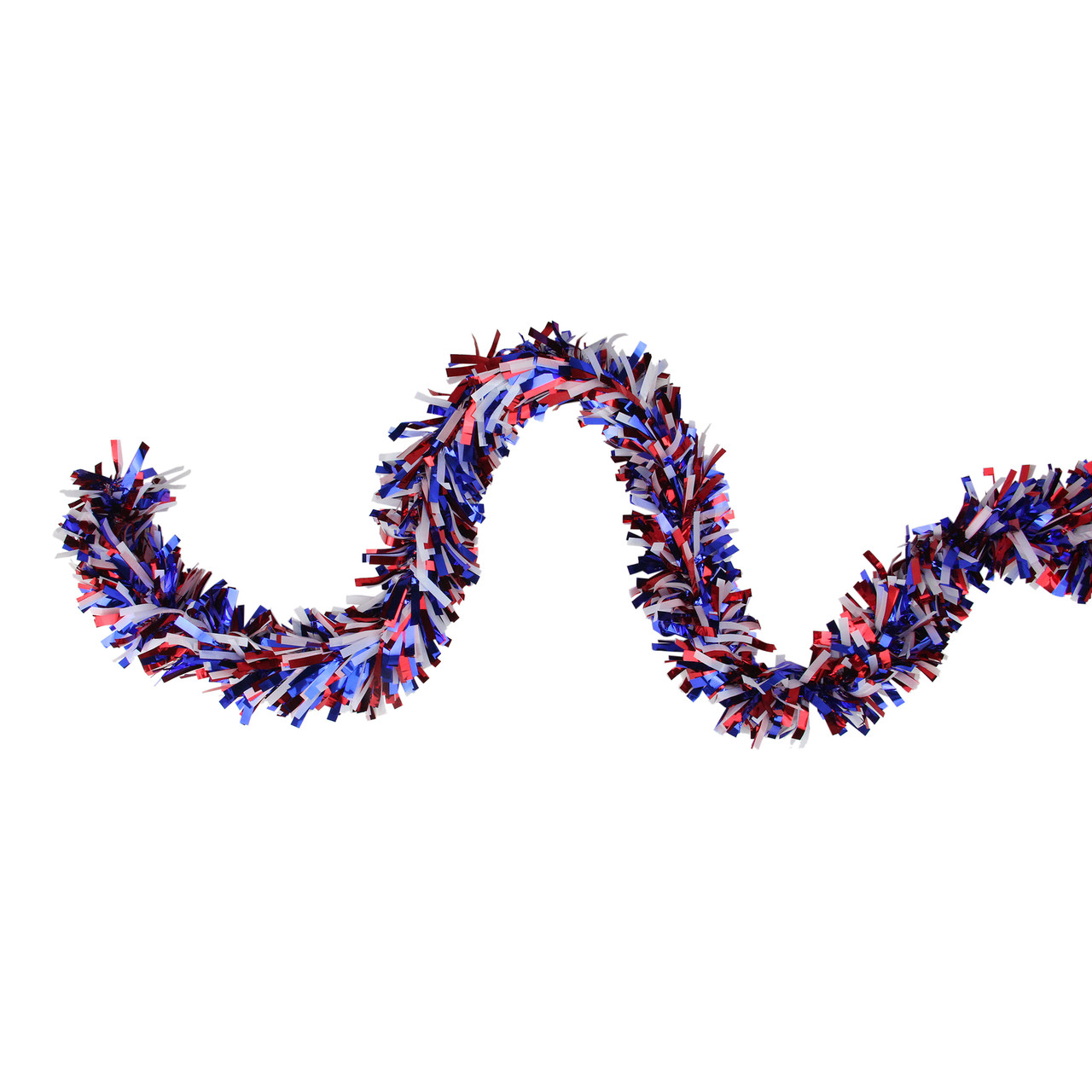 12' x 4" Red and Blue Wide Cut Patriotic Tinsel Christmas Garland - Unlit