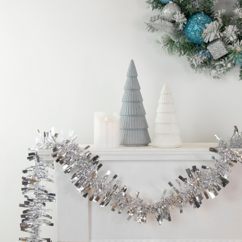 Boa Wide Cut Tinsel Commercial Christmas Garland - 50' x 3" - Silver - Unlit