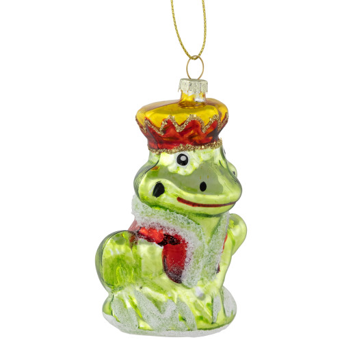 3.5" Prince Frog Glass Christmas Hanging Ornament
