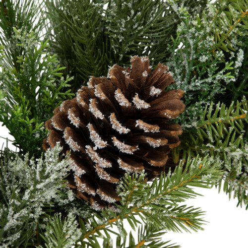 Frosted Mixed Pine and Cedar Artificial Christmas Wreath - 28" - Unlit