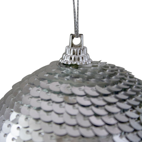 3" Silver Sequin Shatterproof Ball Christmas Ornament