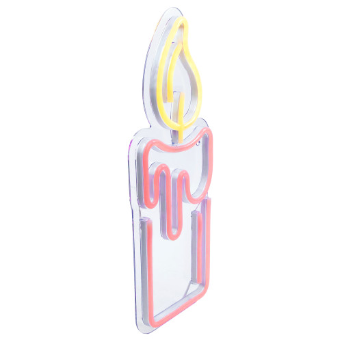 12" Red LED Lighted Neon Style Red Candle Christmas Window Silhouette