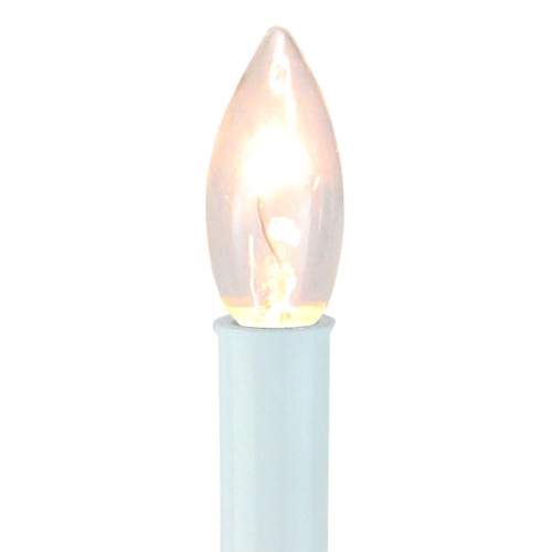 9" Pre-Lit White and Gold C7 Christmas Candle Lamp with Sensor