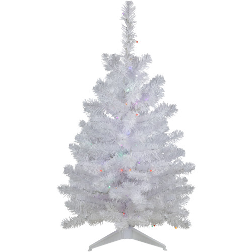 3' Pre-Lit LED Snow White Artificial Christmas Tree, Multi Lights