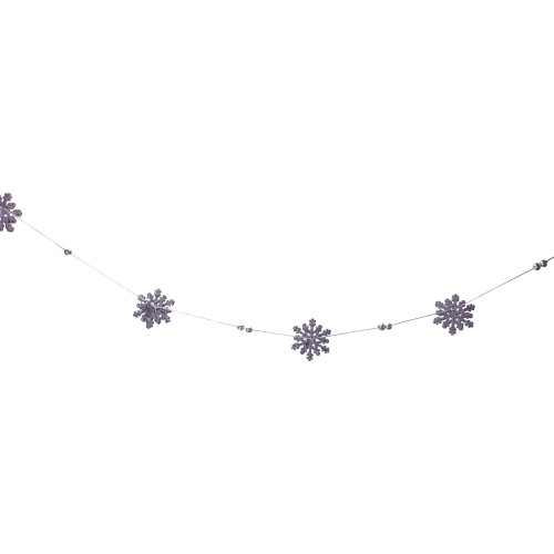 5' x 2" Purple Snowflake Christmas Garland with Silver Beads, Unlit