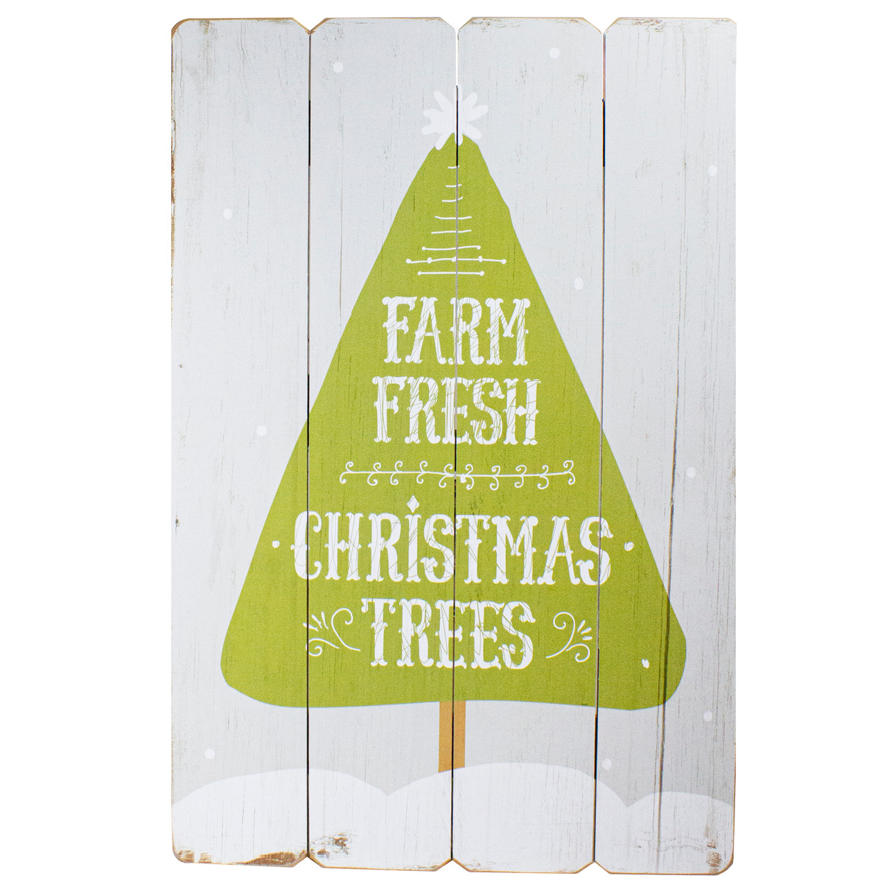24�� Gray and Green Farm Fresh Christmas Trees Wooden Hanging Wall Sign