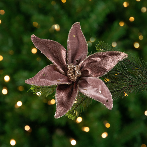 Glittered Flower Christmas Clip-on Ornament - 6"
