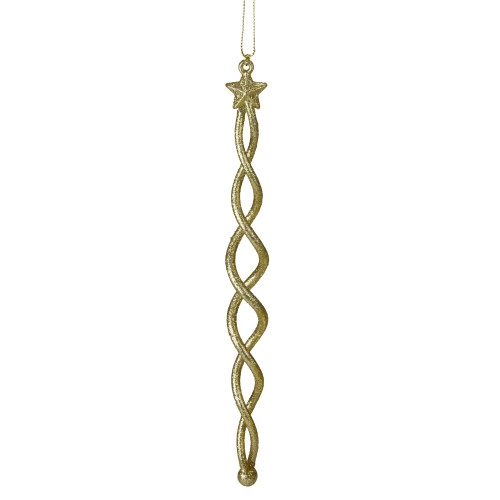 8.75" Gold Spiral Icicle With a Star Christmas Ornament