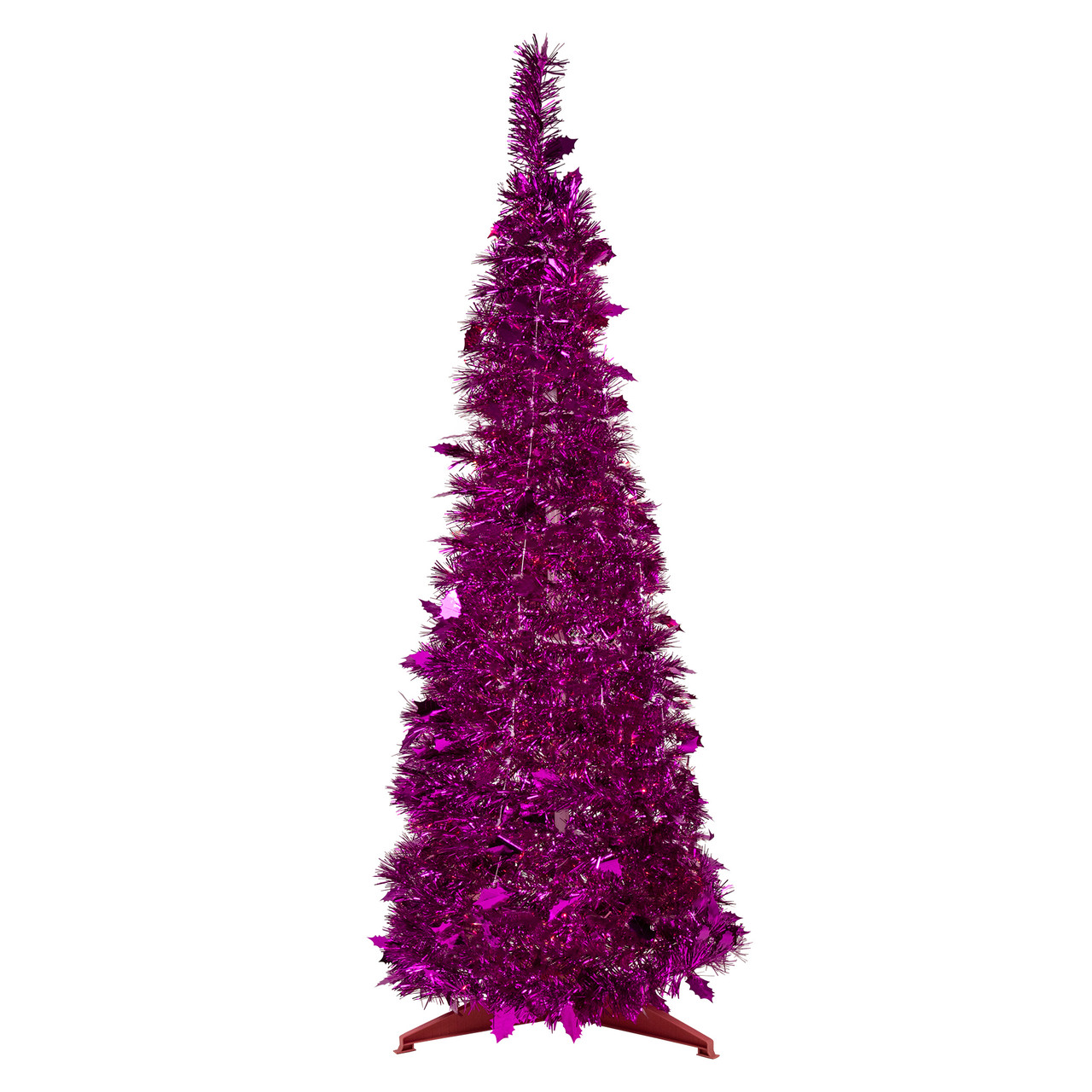 4' Pink Tinsel Pop-Up Artificial Christmas Tree, Unlit