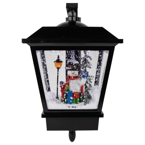 17.75" Lighted and Musical Wall Mounted Snowing Christmas Street Lamp